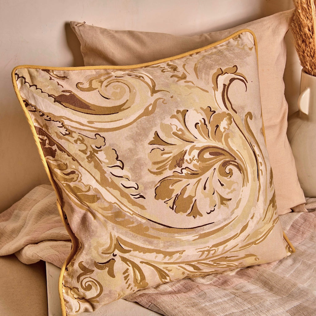 Aesthetic cushion cover in warm neutral shades — perfect for cozy, modern home corners.